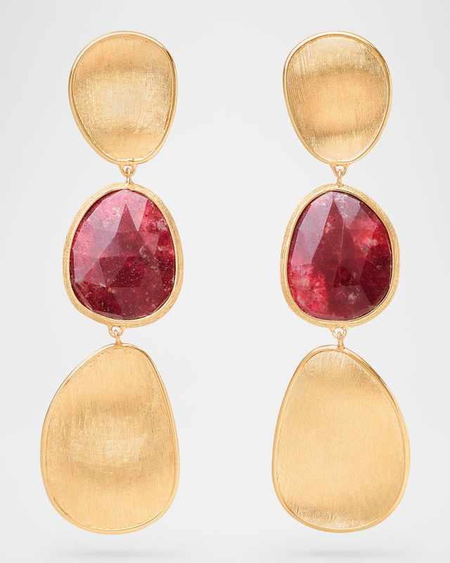 18K Lunaria Drop Earrings with Thulite